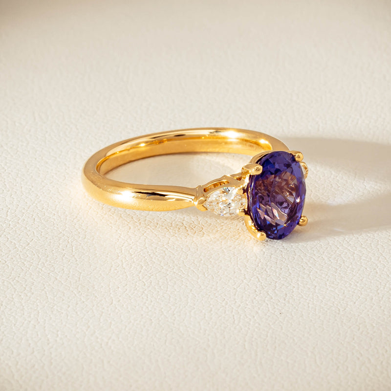 18ct Yellow Gold 2.04ct Tanzanite & Diamond Ayla Ring - Ring - Walker & Hall