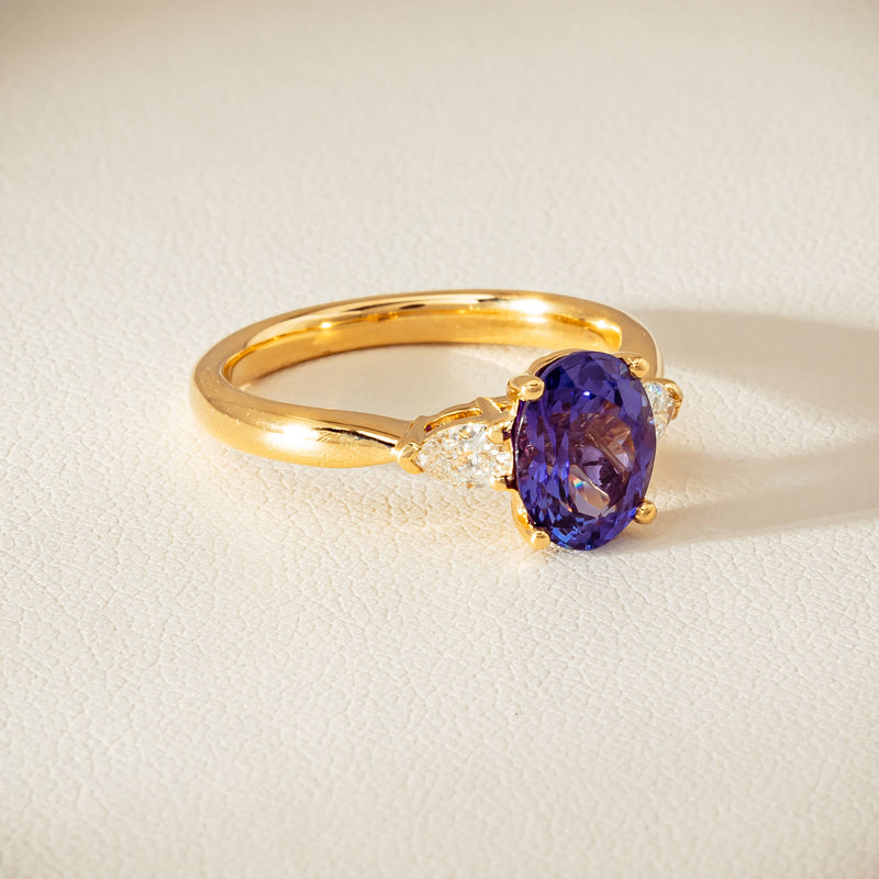 18ct Yellow Gold 2.04ct Tanzanite & Diamond Ayla Ring - Ring - Walker & Hall
