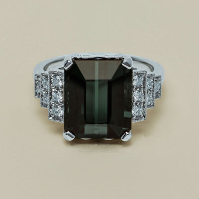 18ct White Gold 8.03ct Tourmaline & Diamond Maya Ring - Ring - Walker & Hall