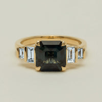 18ct Yellow Gold 3.06ct Teal Sapphire & Diamond Daphne Ring - Ring - Walker & Hall