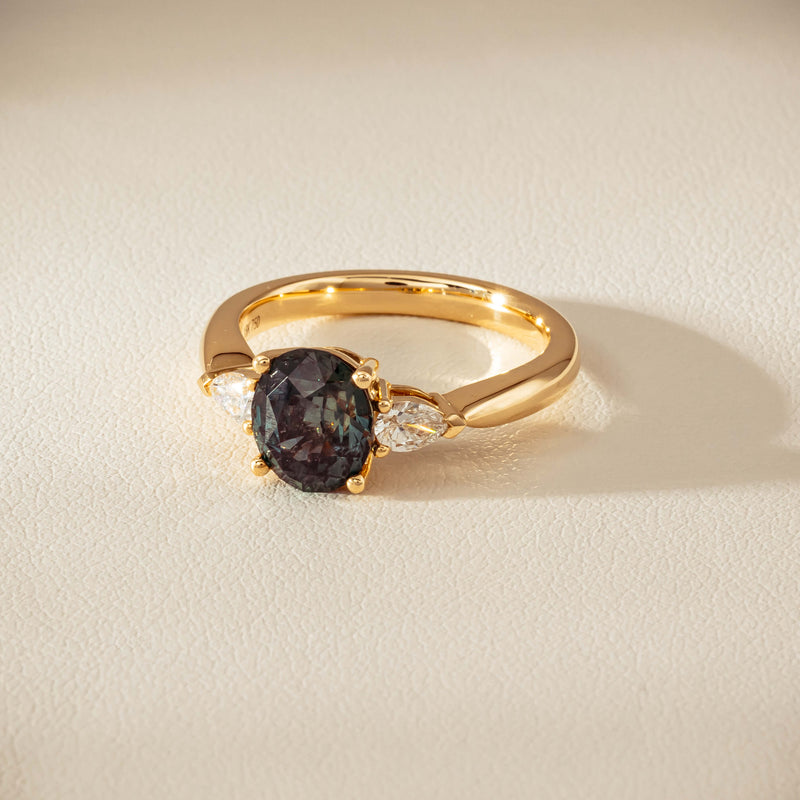 18ct Yellow Gold 2.63ct Green Sapphire & Diamond Ayla Ring - Ring - Walker & Hall