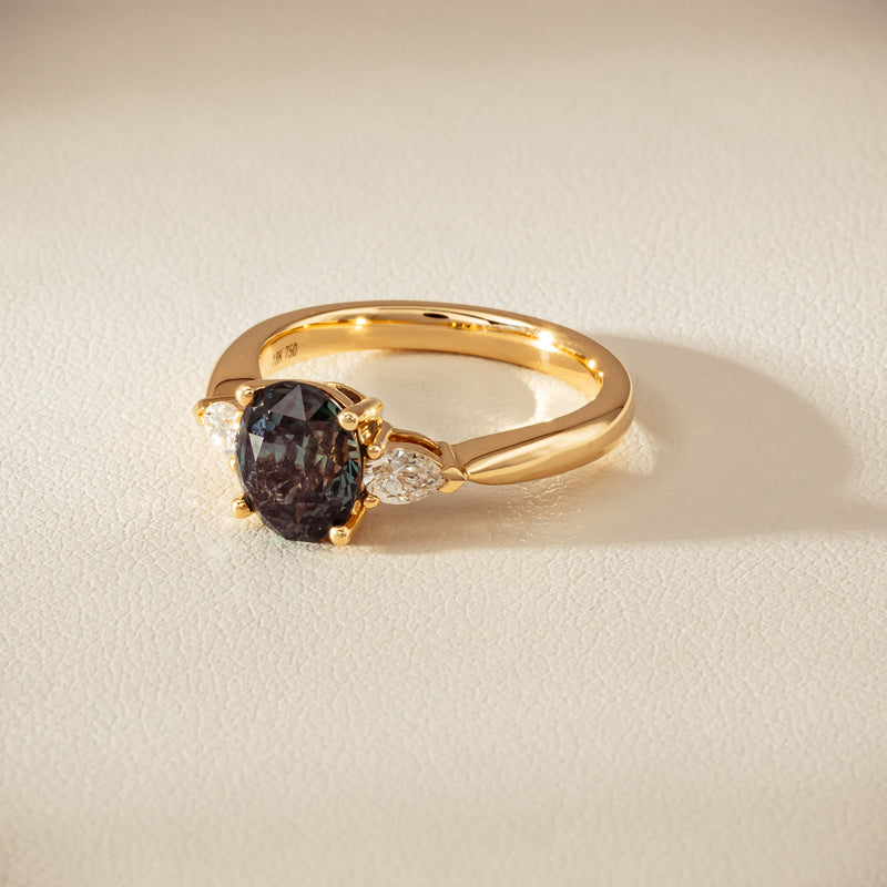18ct Yellow Gold 2.63ct Green Sapphire & Diamond Ayla Ring - Ring - Walker & Hall