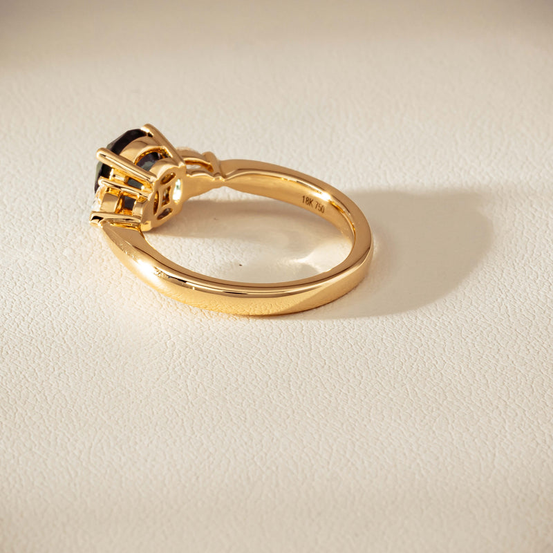18ct Yellow Gold 2.63ct Green Sapphire & Diamond Ayla Ring - Ring - Walker & Hall