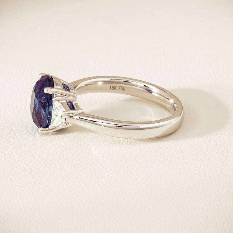 18ct White Gold 4.05ct Sapphire & Diamond Ring - Ring - Walker & Hall