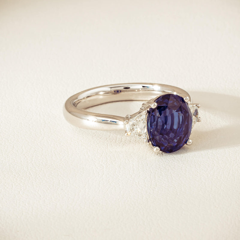 18ct White Gold 4.05ct Sapphire & Diamond Ring - Ring - Walker & Hall