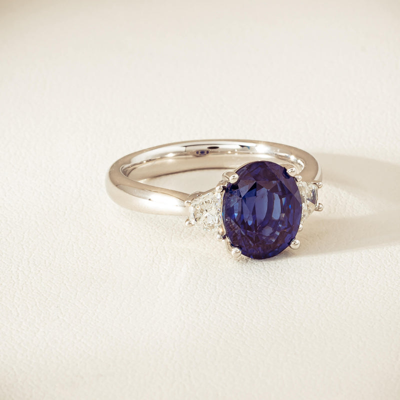 18ct White Gold 4.05ct Sapphire & Diamond Ring - Ring - Walker & Hall