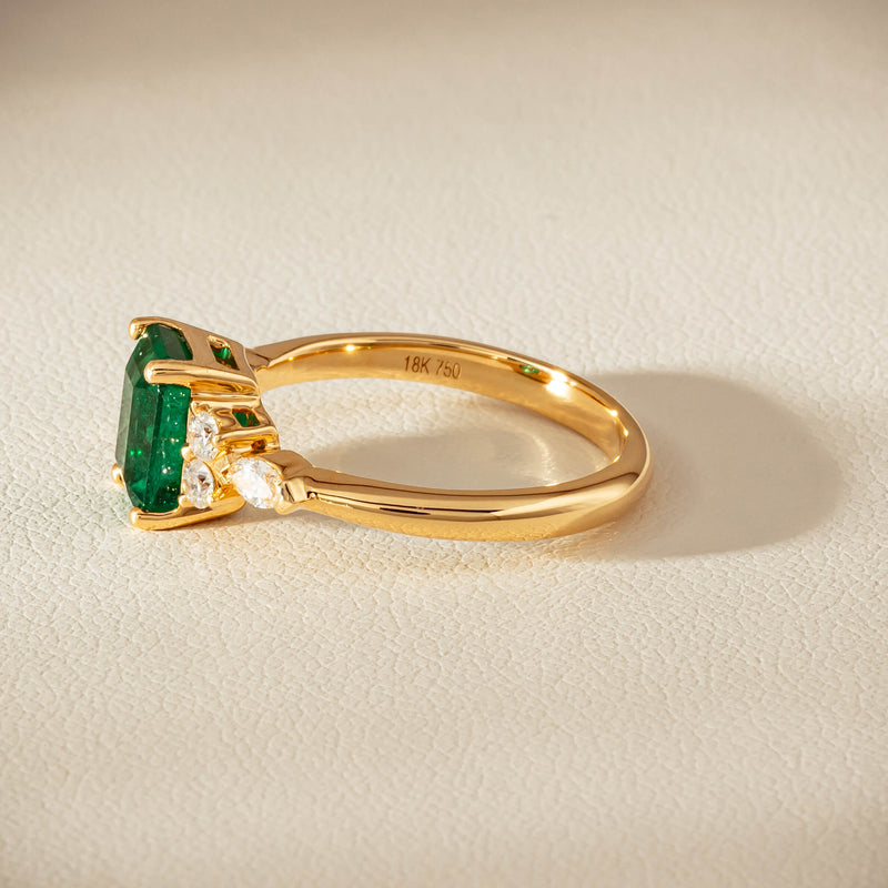18ct Yellow Gold 1.63ct Emerald & Diamond Oriana Ring - Ring - Walker & Hall
