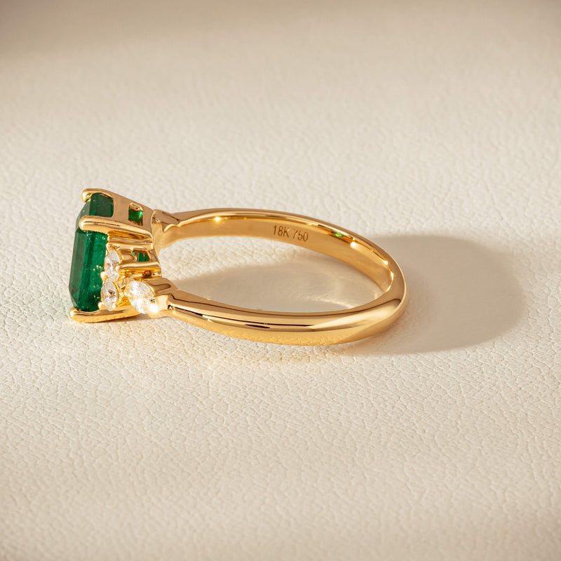 18ct Yellow Gold 1.63ct Emerald & Diamond Oriana Ring - Ring - Walker & Hall