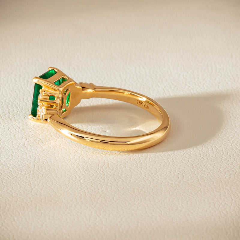 18ct Yellow Gold 1.63ct Emerald & Diamond Oriana Ring - Ring - Walker & Hall