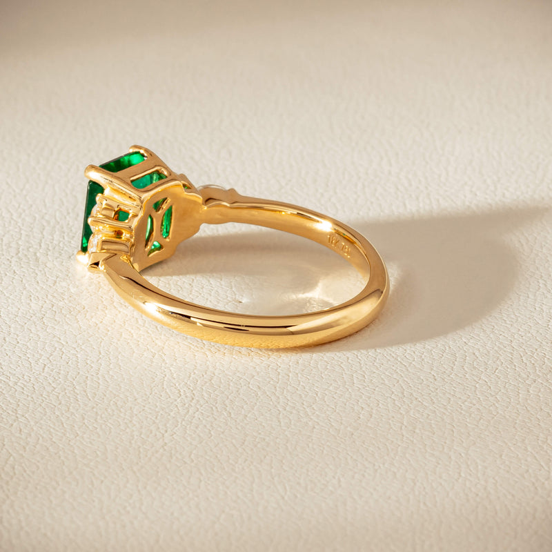 18ct Yellow Gold 1.63ct Emerald & Diamond Oriana Ring - Ring - Walker & Hall