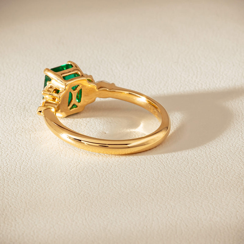 18ct Yellow Gold 1.63ct Emerald & Diamond Oriana Ring - Ring - Walker & Hall