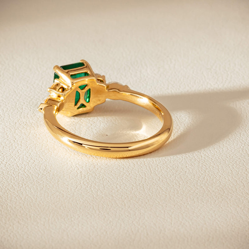 18ct Yellow Gold 1.63ct Emerald & Diamond Oriana Ring - Ring - Walker & Hall