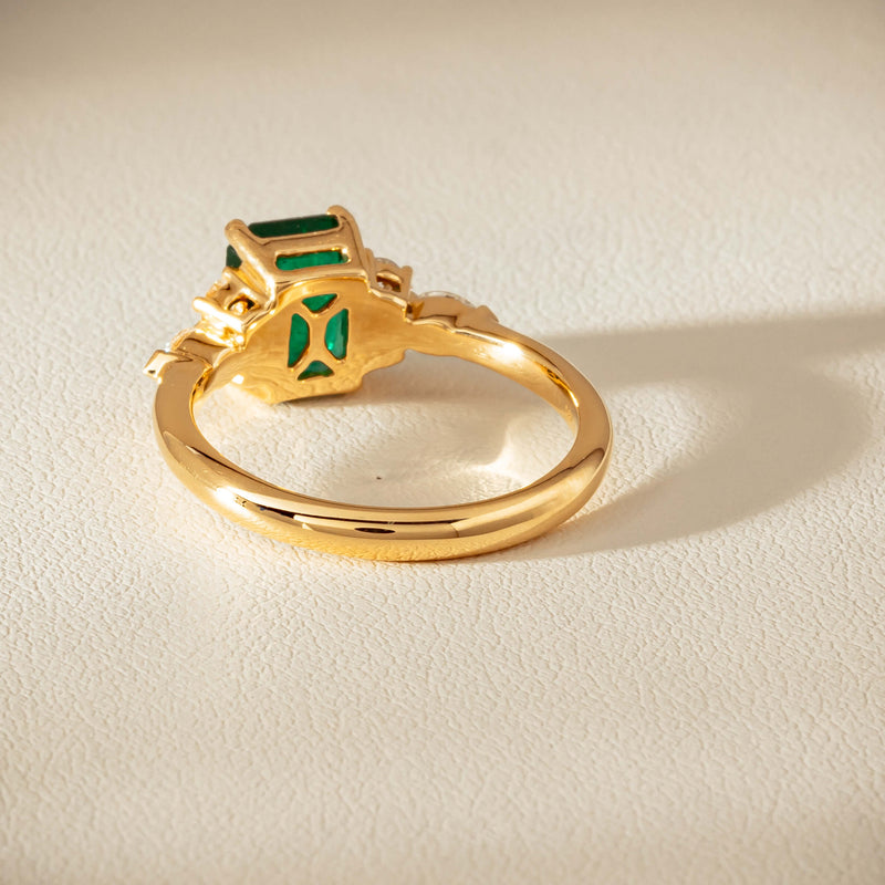 18ct Yellow Gold 1.63ct Emerald & Diamond Oriana Ring - Ring - Walker & Hall