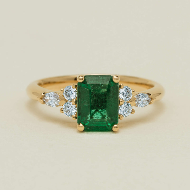18ct Yellow Gold 1.63ct Emerald & Diamond Oriana Ring - Ring - Walker & Hall