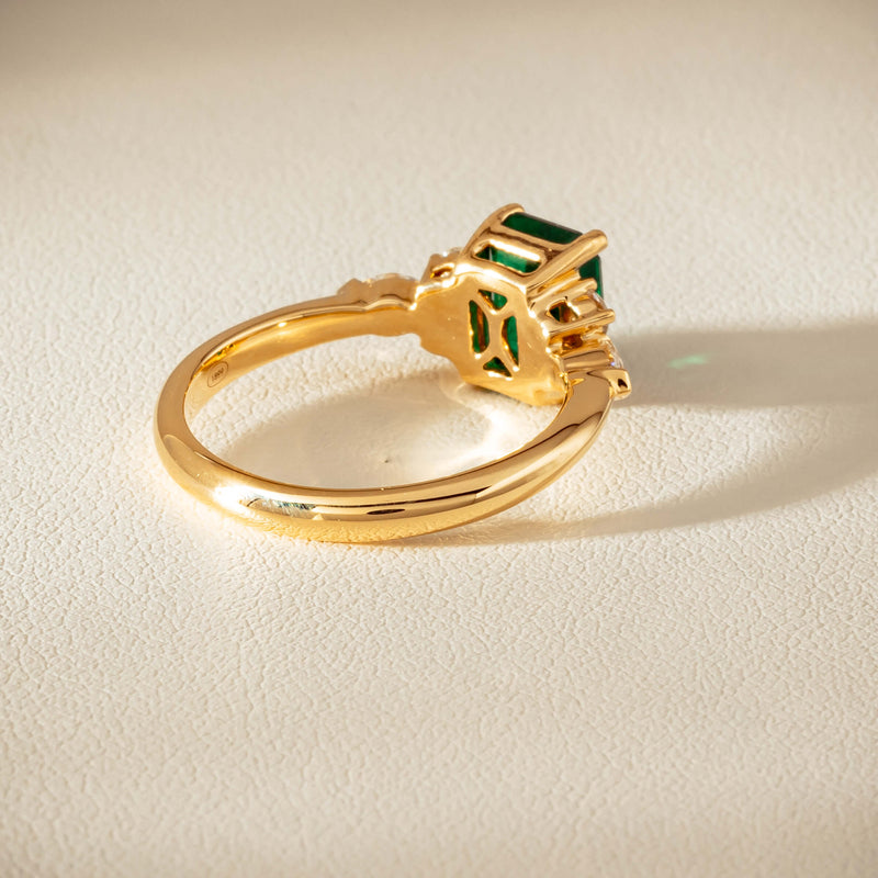 18ct Yellow Gold 1.63ct Emerald & Diamond Oriana Ring - Ring - Walker & Hall