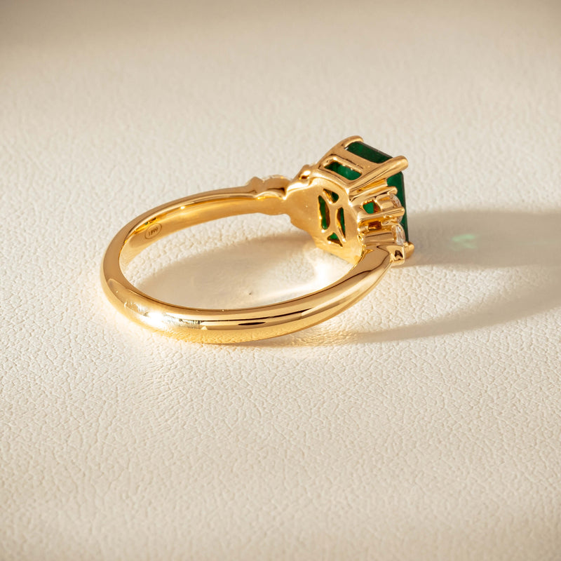 18ct Yellow Gold 1.63ct Emerald & Diamond Oriana Ring - Ring - Walker & Hall