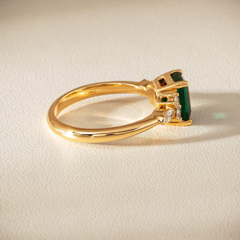 18ct Yellow Gold 1.63ct Emerald & Diamond Oriana Ring - Ring - Walker & Hall