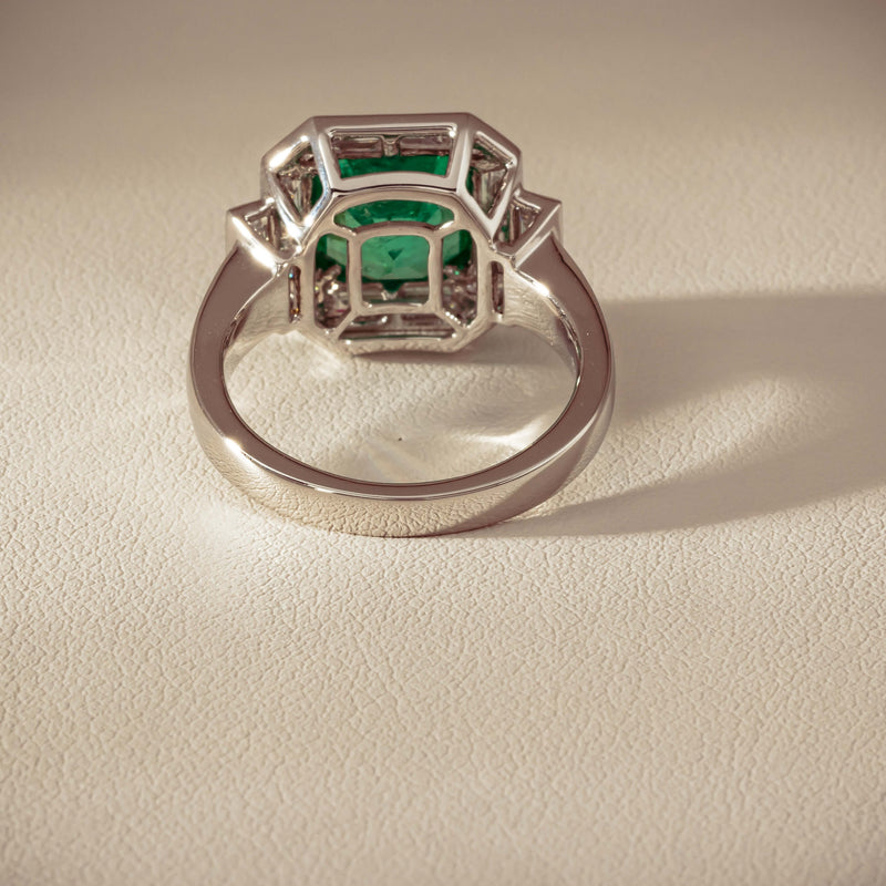 Platinum 2.32ct Emerald & Diamond Magritte Ring - Ring - Walker & Hall