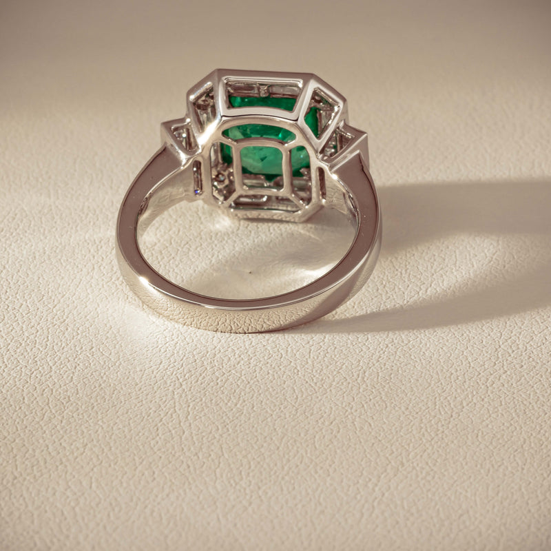 Platinum 2.32ct Emerald & Diamond Magritte Ring - Ring - Walker & Hall