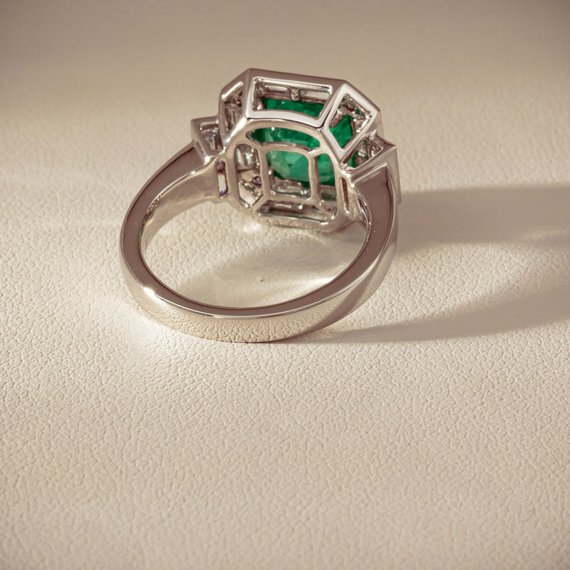 Platinum 2.32ct Emerald & Diamond Magritte Ring - Ring - Walker & Hall