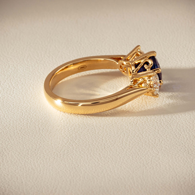 18ct Yellow Gold 2.03ct Sapphire & Diamond Coronado Ring - Ring - Walker & Hall