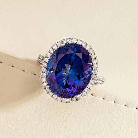 18ct White Gold 12.87ct Tanzanite & Diamond Sierra Ring - Ring - Walker & Hall