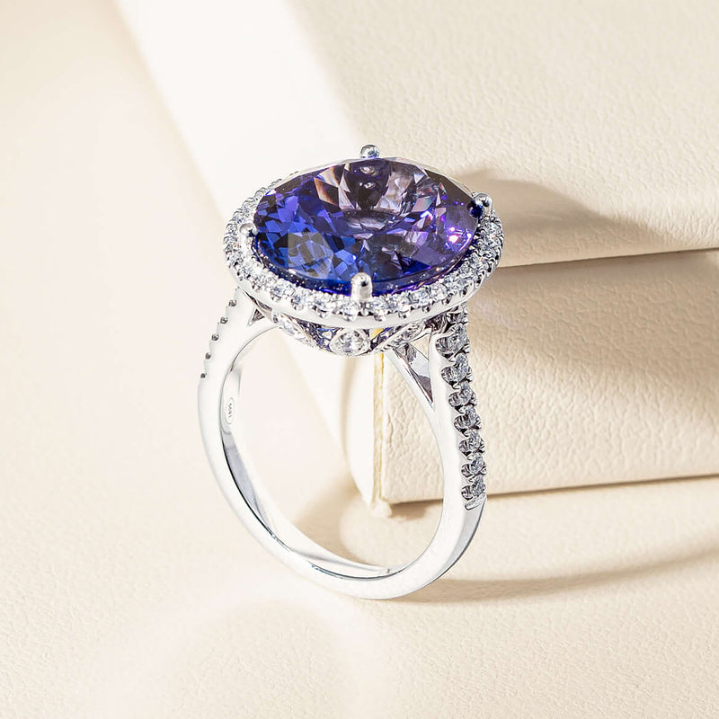 18ct White Gold 12.87ct Tanzanite & Diamond Sierra Ring - Ring - Walker & Hall