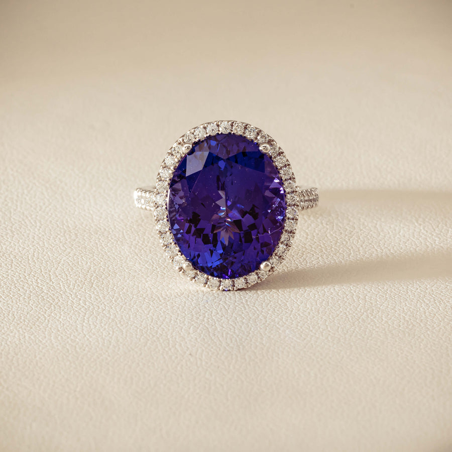 18ct White Gold 12.87ct Tanzanite & Diamond Sierra Ring - Ring - Walker & Hall