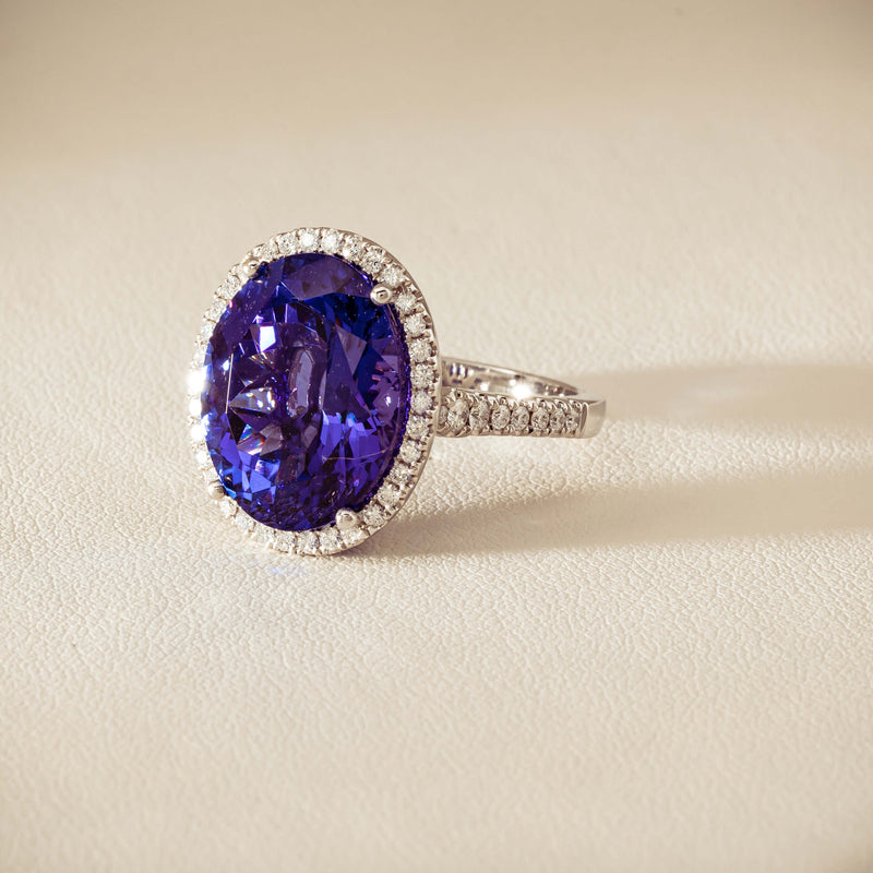 18ct White Gold 12.87ct Tanzanite & Diamond Sierra Ring - Ring - Walker & Hall