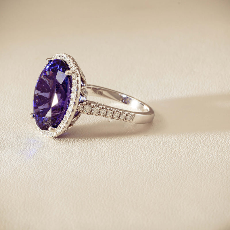 18ct White Gold 12.87ct Tanzanite & Diamond Sierra Ring - Ring - Walker & Hall