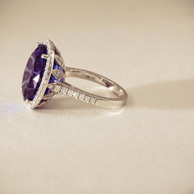 18ct White Gold 12.87ct Tanzanite & Diamond Sierra Ring - Ring - Walker & Hall