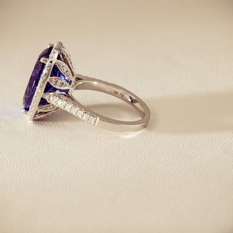 18ct White Gold 12.87ct Tanzanite & Diamond Sierra Ring - Ring - Walker & Hall