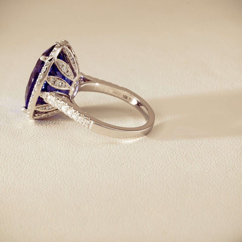 18ct White Gold 12.87ct Tanzanite & Diamond Sierra Ring - Ring - Walker & Hall
