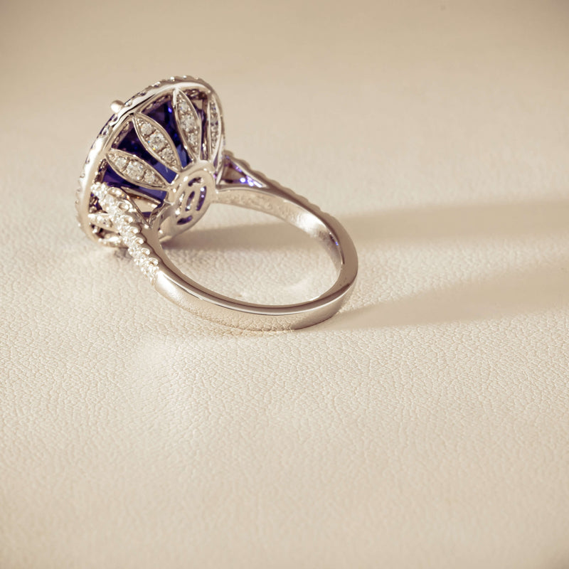 18ct White Gold 12.87ct Tanzanite & Diamond Sierra Ring - Ring - Walker & Hall