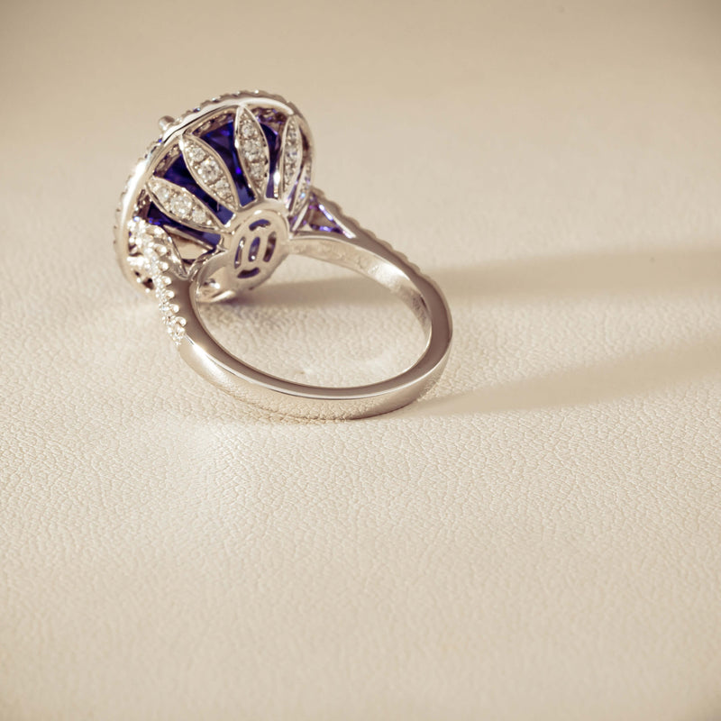 18ct White Gold 12.87ct Tanzanite & Diamond Sierra Ring - Ring - Walker & Hall