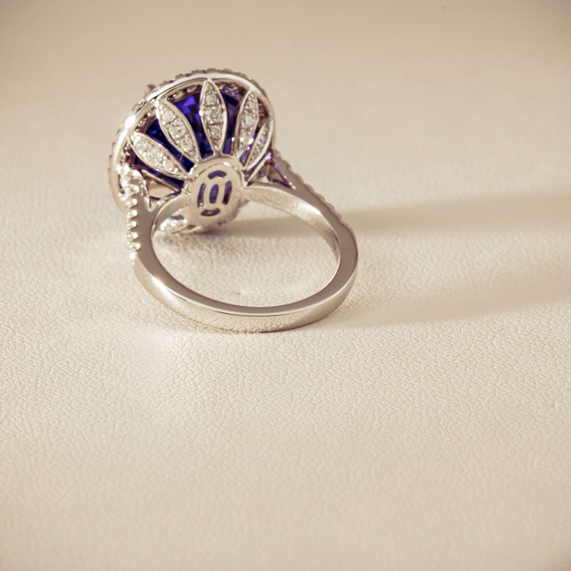 18ct White Gold 12.87ct Tanzanite & Diamond Sierra Ring - Ring - Walker & Hall