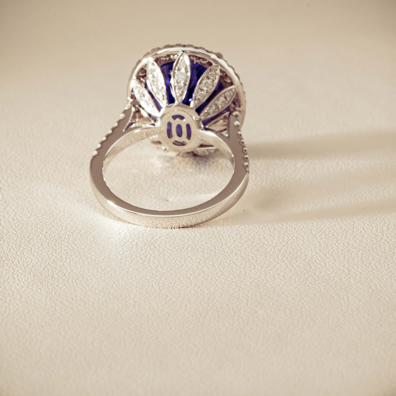 18ct White Gold 12.87ct Tanzanite & Diamond Sierra Ring - Ring - Walker & Hall
