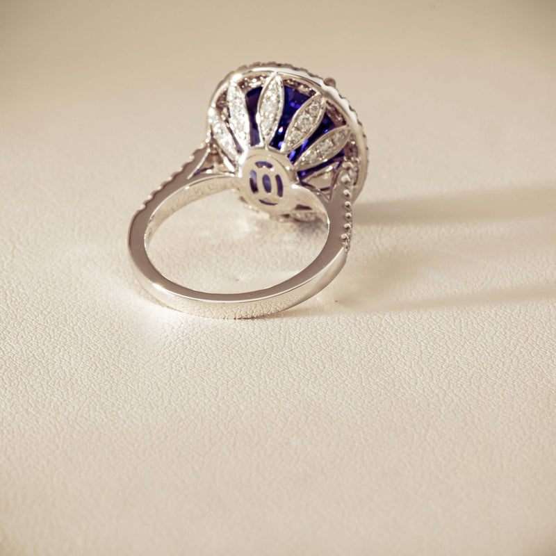 18ct White Gold 12.87ct Tanzanite & Diamond Sierra Ring - Ring - Walker & Hall