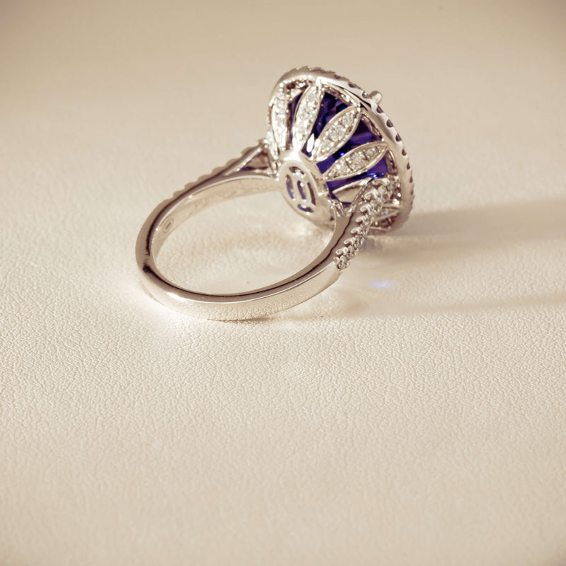 18ct White Gold 12.87ct Tanzanite & Diamond Sierra Ring - Ring - Walker & Hall