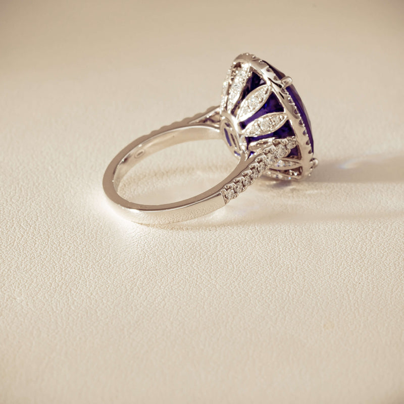 18ct White Gold 12.87ct Tanzanite & Diamond Sierra Ring - Ring - Walker & Hall