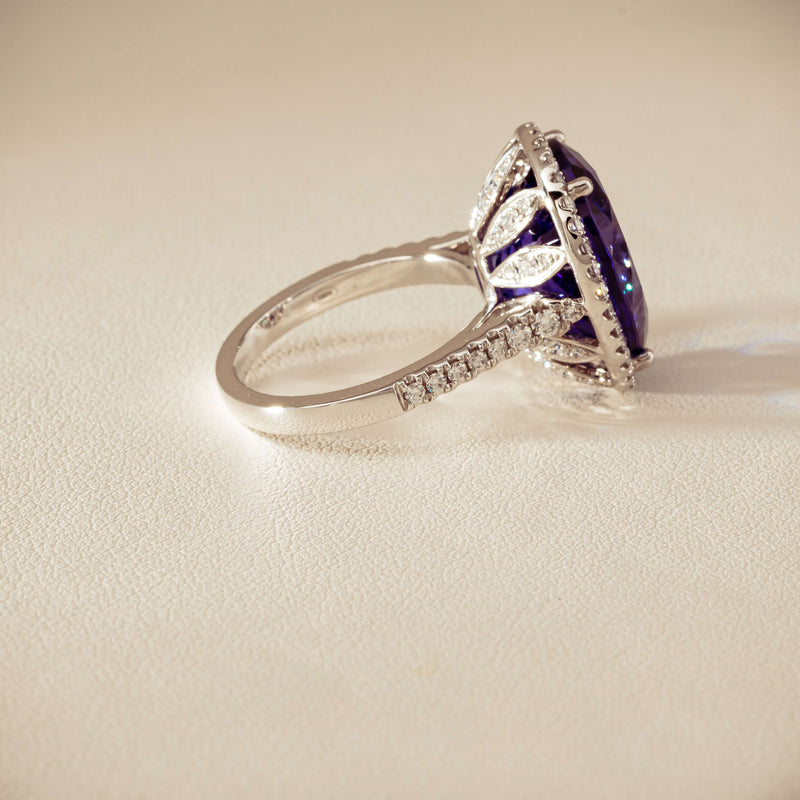 18ct White Gold 12.87ct Tanzanite & Diamond Sierra Ring - Ring - Walker & Hall
