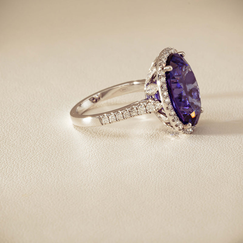 18ct White Gold 12.87ct Tanzanite & Diamond Sierra Ring - Ring - Walker & Hall