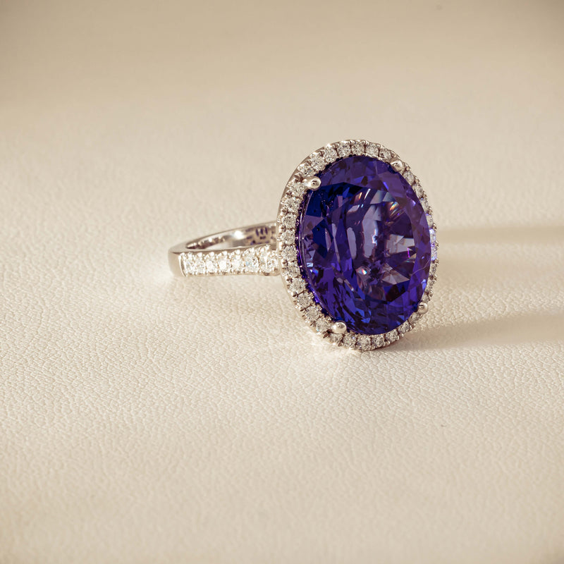 18ct White Gold 12.87ct Tanzanite & Diamond Sierra Ring - Ring - Walker & Hall
