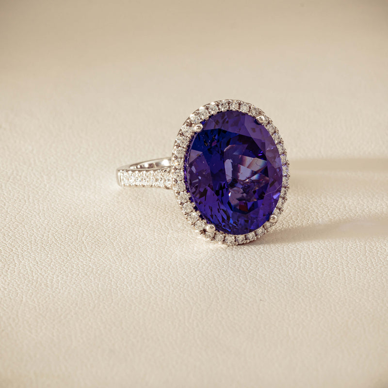 18ct White Gold 12.87ct Tanzanite & Diamond Sierra Ring - Ring - Walker & Hall