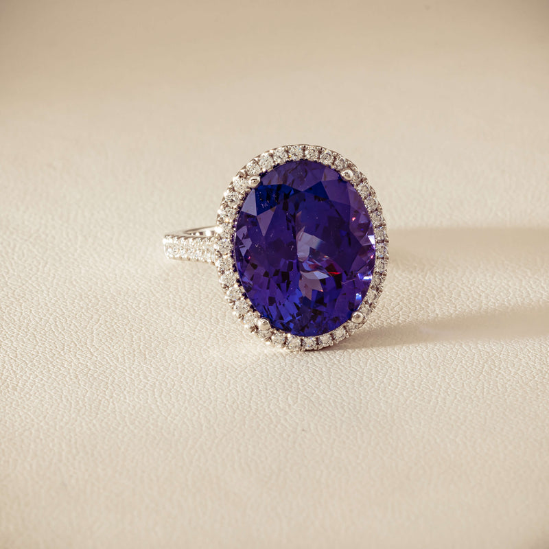 18ct White Gold 12.87ct Tanzanite & Diamond Sierra Ring - Ring - Walker & Hall