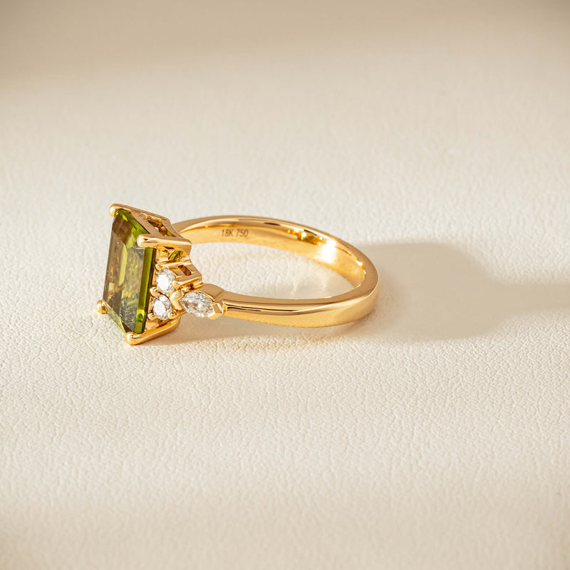 18ct Yellow Gold 2.89ct Peridot & Diamond Oriana Ring - Ring - Walker & Hall