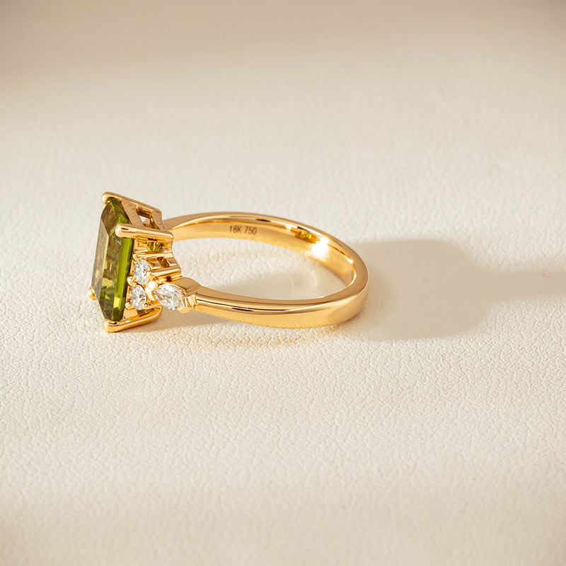 18ct Yellow Gold 2.89ct Peridot & Diamond Oriana Ring - Ring - Walker & Hall
