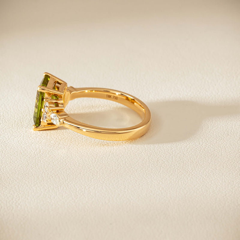 18ct Yellow Gold 2.89ct Peridot & Diamond Oriana Ring - Ring - Walker & Hall