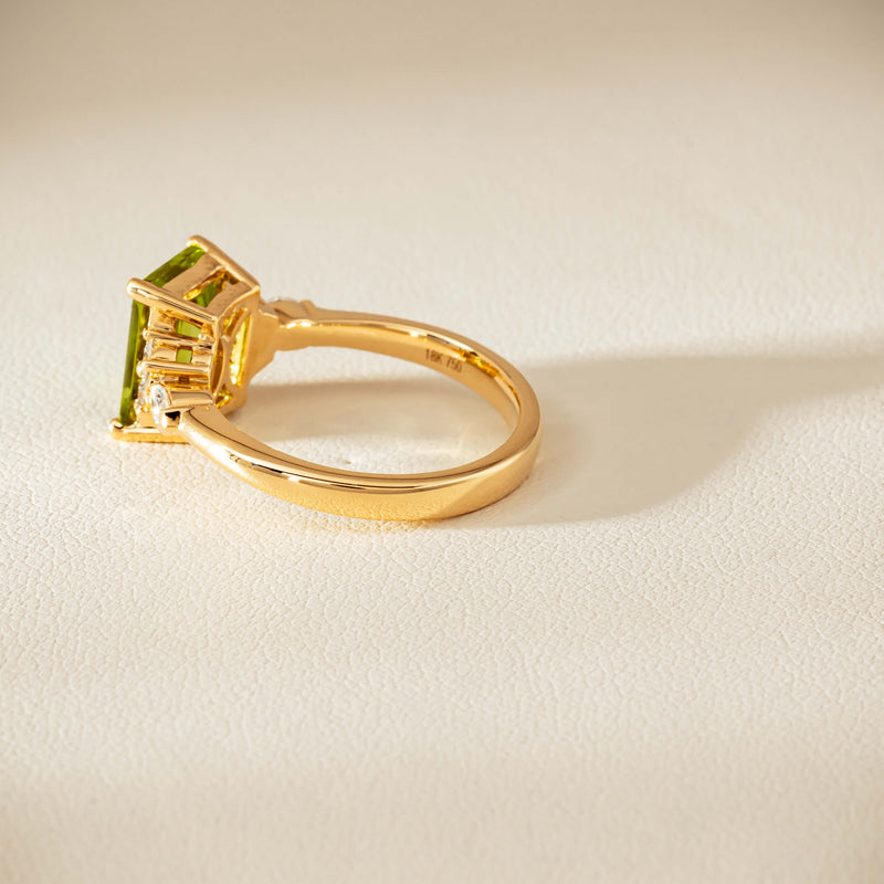 18ct Yellow Gold 2.89ct Peridot & Diamond Oriana Ring - Ring - Walker & Hall
