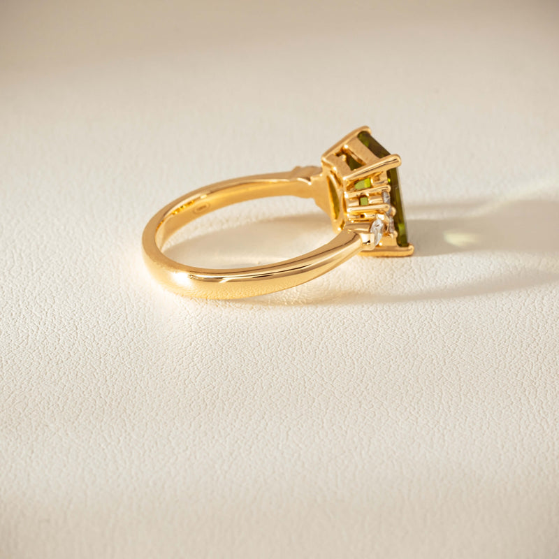 18ct Yellow Gold 2.89ct Peridot & Diamond Oriana Ring - Ring - Walker & Hall